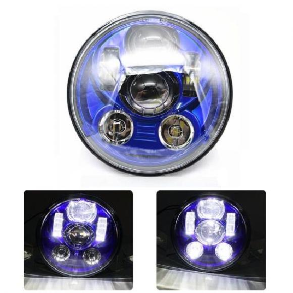 5.75インチ オートバイ プロジェクター LED ヘッドライト イカリング ホワイト DRL エンジェル アイ ヘッドランプ 適用: ダイナ スポーツスター ソフテイル ストリート 1ピース 40W ブルー AL-KK-2544 2輪 AL Motorcycle parts 19,206円