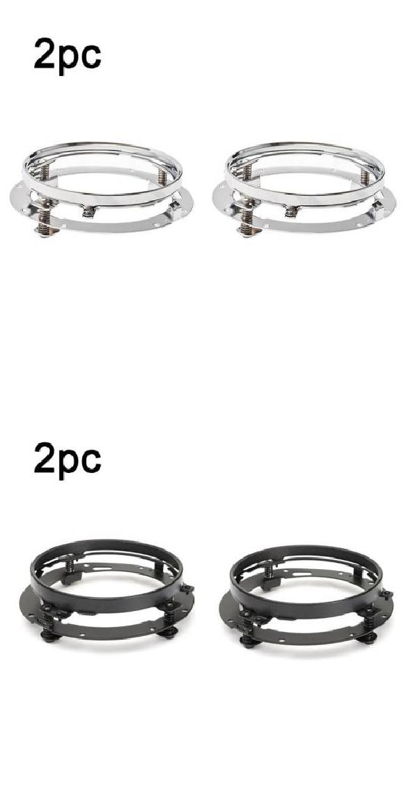 1 ペア 7インチ ラウンド マウント ブラケット リング 7インチ LED ヘッドライト ブラケット ステンレス スチール 適用: オートバイ 適用: 2ピース クローム・2ピース ブラック AL-KK-2562 AL Car parts 11,377円
