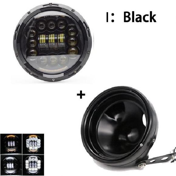 7 ヘッドライト オートバイ 7インチ LED ヘッドライト バケツ トリム リング 適用: ソフテイル ダイナ オートバイ プロジェクター 883 90W ブラック 1セット AL-KK-2644 2輪 AL Motorcycle parts