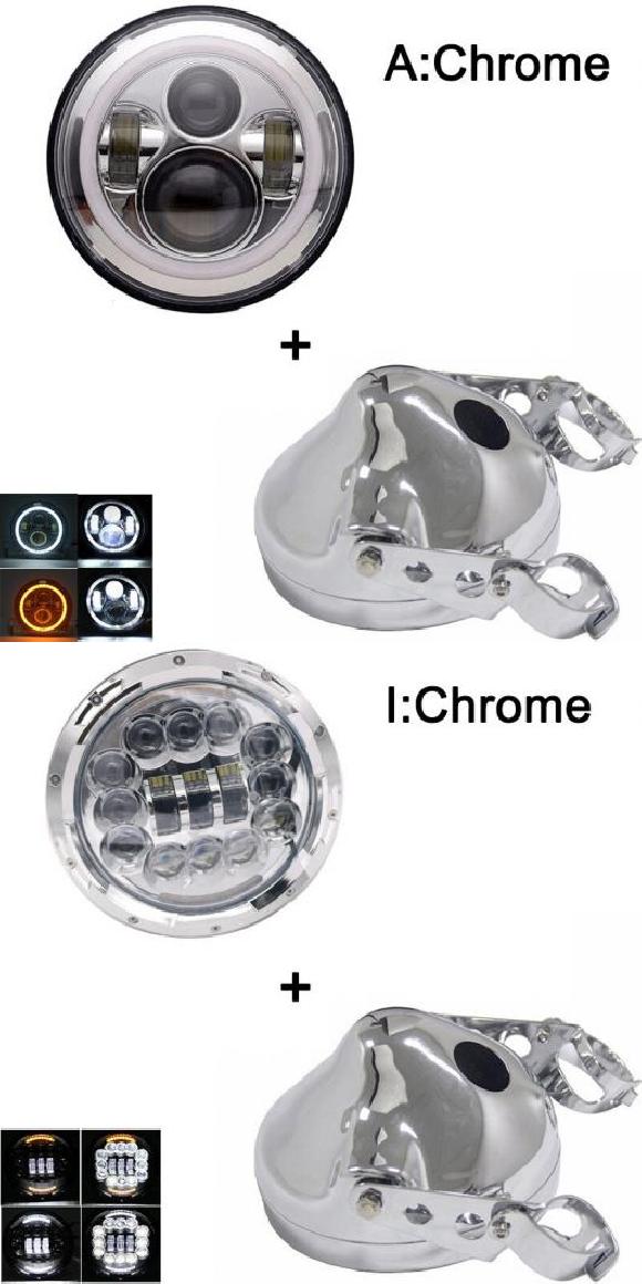 7 ヘッドライト オートバイ 7インチ LED ヘッドライト バケツ トリム リング 適用: ソフテイル ダイナ オートバイ プロジェクター 40W クローム 1セット・90W クローム 1セット AL-KK-2644 2輪 AL Motorcycle parts