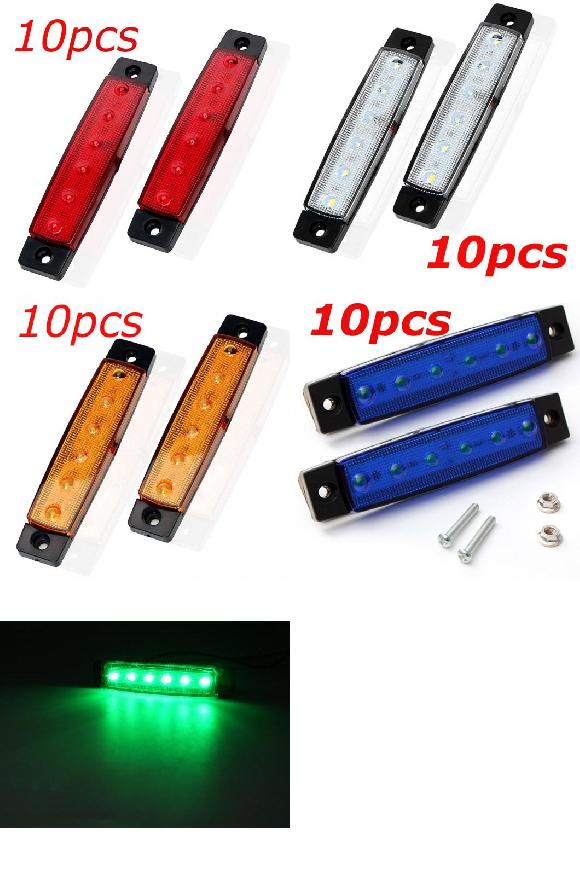 6 SMD LED トラック ローリー トレーラー サイド マーカー インジケータ ウインカー ライト テール ワーニング 10ピース レッド～10ピース グリーン 12V・24V AL-KK-2648 AL Car parts
