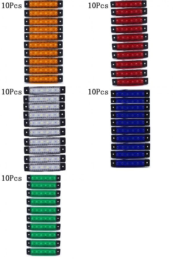 6 SMD LED トラック ローリー トレーラー サイド マーカー インジケータ ウインカー ライト テール ワーニング 10ピース イエロー～10ピース グリーン 12V・24V AL-KK-2661 AL Car parts