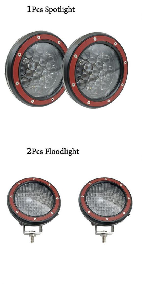51W ラウンド 5.5 LED ワーク ライト スポット オフ ロード フォグ ドライビング ルーフ バー バンパー 適用: ジープ/JEEP SUV ボート 2ピース 5D スポット・2ピース 投光ランプ AL-KK-2743 AL Car parts