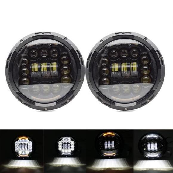 1ペア 7インチ DRL LED ヘッドランプ イカリング アングル アイ ヘッドライト 適用: ジープ/JEEP ラングラー CJ VAZ 2101FOR ラーダ/LADA ニーヴァ 4X4 スズキ 90W ブラック H4 AL-KK-2819 AL Car parts