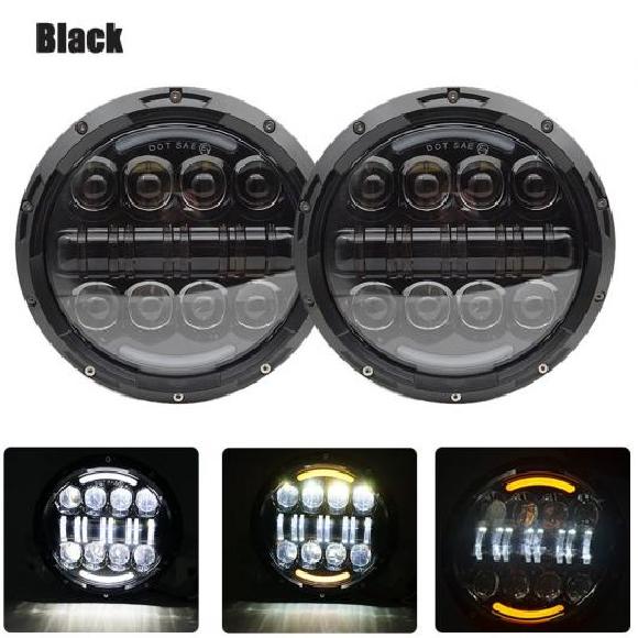 1ペア 7インチ DRL LED ヘッドランプ イカリング アングル アイ ヘッドライト 適用: ジープ/JEEP ラングラー CJ VAZ 2101FOR ラーダ/LADA ニーヴァ 4X4 スズキ 80W ブラック H4 AL-KK-2819 AL Car parts
