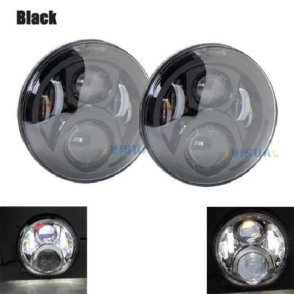 1ペア 7インチ DRL LED ヘッドランプ イカリング アングル アイ ヘッドライト 適用: ジープ/JEEP ラングラー CJ VAZ 2101FOR ラーダ/LADA ニーヴァ 4X4 スズキ 60W ブラック H4 AL-KK-2819 AL Car parts