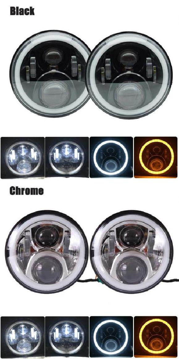 7インチ LED ヘッドライト 60W ヘッドランプ 6000K H4 H13 アングル アイ ハイ ロー ビーム 適用: ジープ/JEEP ラングラー 1ペア ヘッドライト AL-KK-2829 2輪 AL Motorcycle parts
