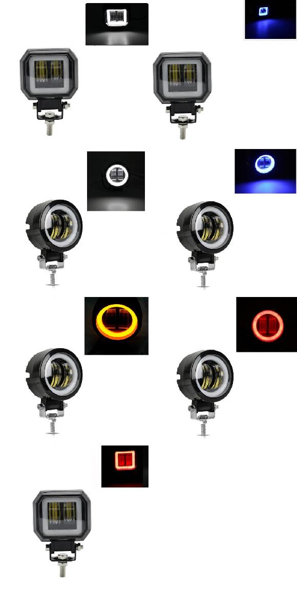 3インチ 20W 12V24V LED ワーク ライト 防水 スクエア エンジェルアイ ドライビング PODS オフロード ボート LED バー ライト ATV 6500K 1ピース ホワイト～1Xレッド AL-KK-2844 AL Car parts 6,329円