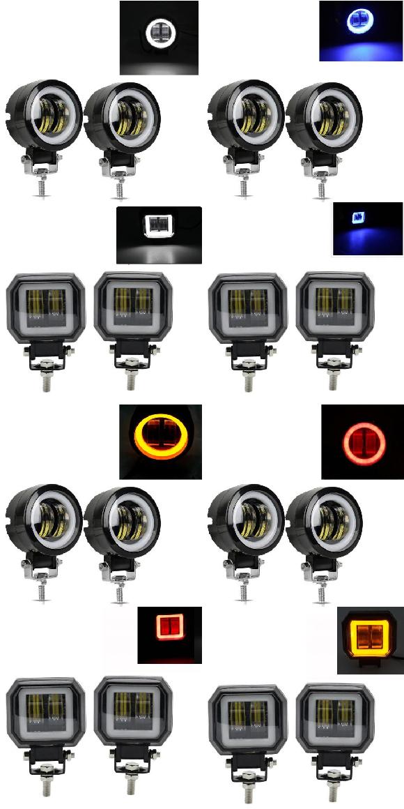 2ピース 3インチ 40W 防水 ラウンド LED エンジェルアイ ライト バー 12V 24V 6500K ホワイト オートバイ オフロード LED ワーク ライト 2ピース ホワイト ホワイト～パープル AL-KK-2848 AL Car parts