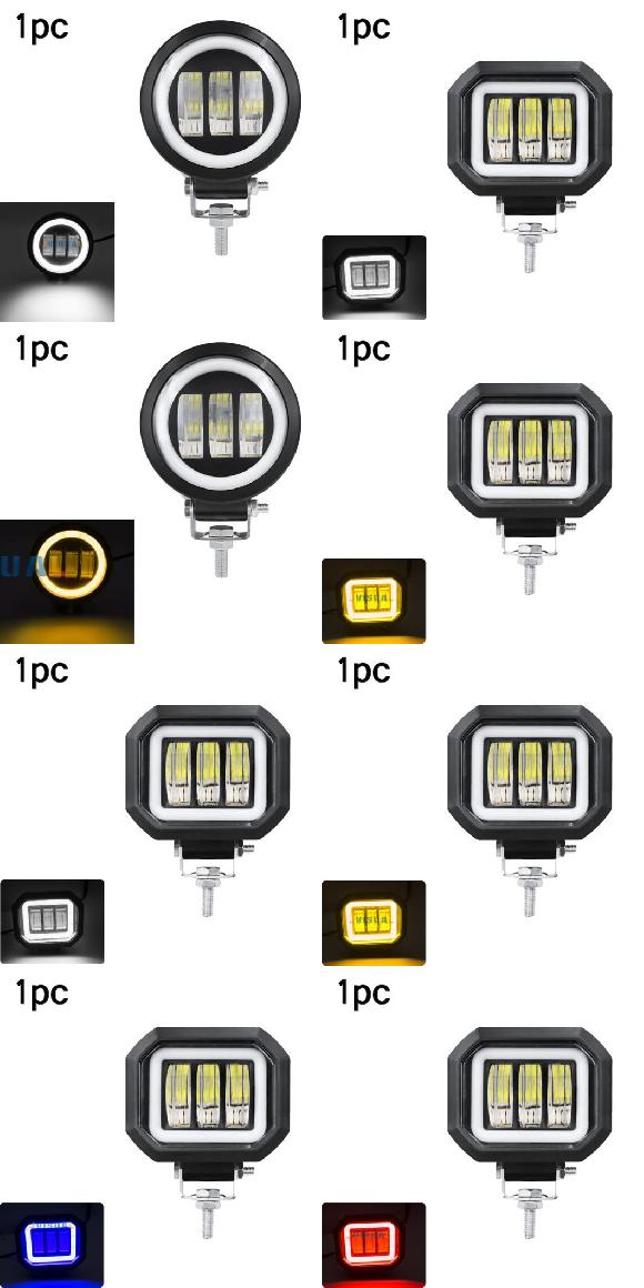 ヘッドライト5インチ ラウンド スクエア LED ワーク ライト エンジェルアイ ライト バー スポット ライト オフロード オートバイ ボート LED 1ピース ホワイト～1ピース イエロー AL-KK-2891 AL Car parts｜オートパーツエージェンシー