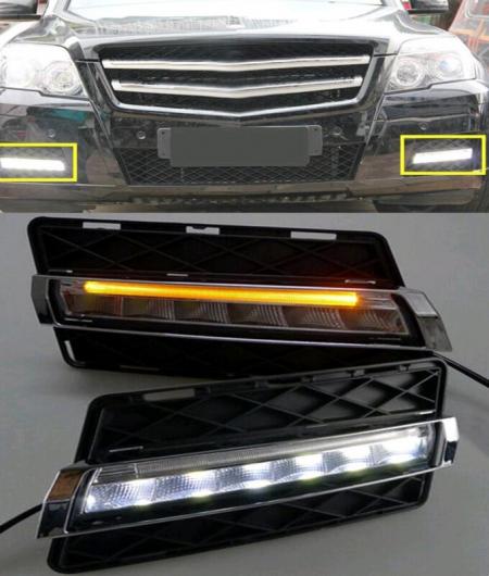 1ペア LED デイタイムランニングライト DRL イエロー シグナル 適用: メルセデス-ベンツ GLK クラス 2008 2009 2010 2011 2012 AL-KK-3605 AL Car parts｜オートパーツエージェンシー