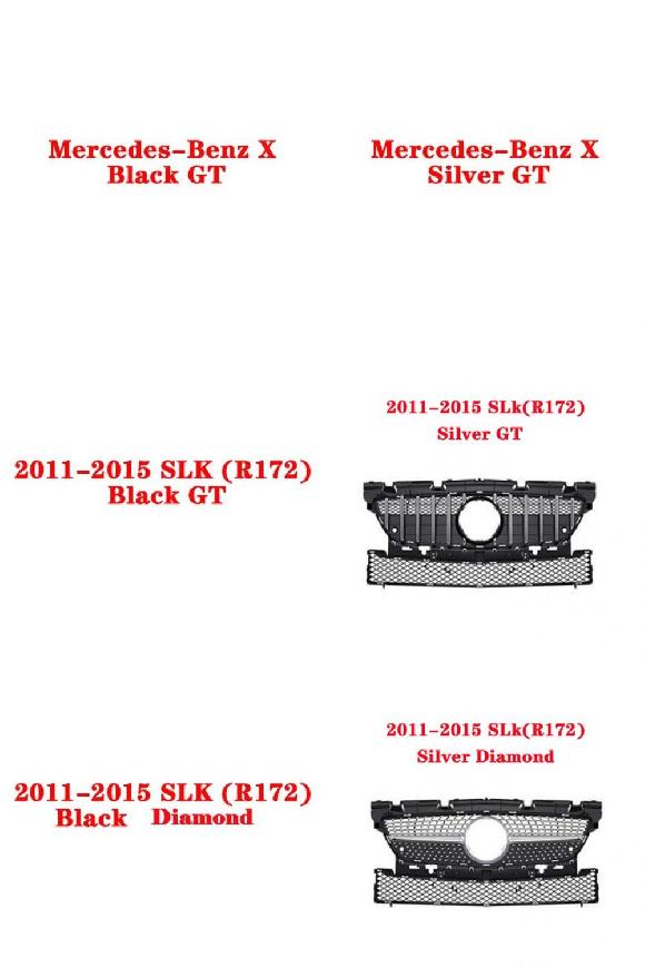 ABS プラスチック GT フロント グリル ミドル グリル 適用: メルセデスベンツ X SLK SLC SL S-クーペ R172 R230 R231 W217 C217 スタイル 9～スタイル 16 AL-KK-4373 AL｜オートパーツエージェンシー
