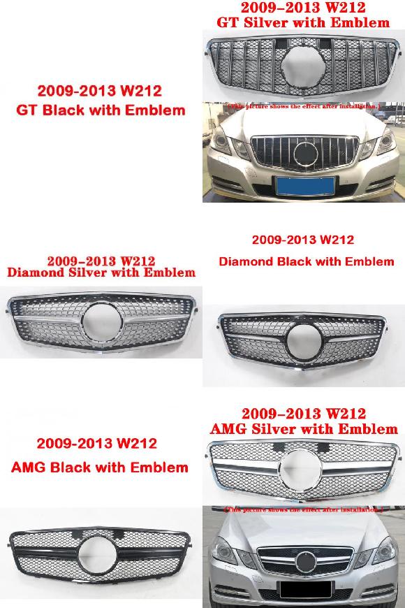 ミドル グリル 適用: メルセデスベンツ Eクラス W212 2009-2013 ABS プラスチック フロント グリル GT AMG バーチカル バー スタイル 1～スタイル 6 AL-KK-4375 AL