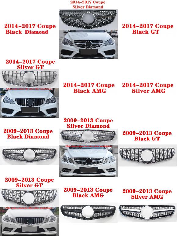 GT AMG フロント センター グリル バーチカル バー バンパー ミドル グリル 適用: メルセデスベンツ Eクラス クーペ C207 2009-2017 スタイル 1～スタイル 12 AL-KK-4391 AL