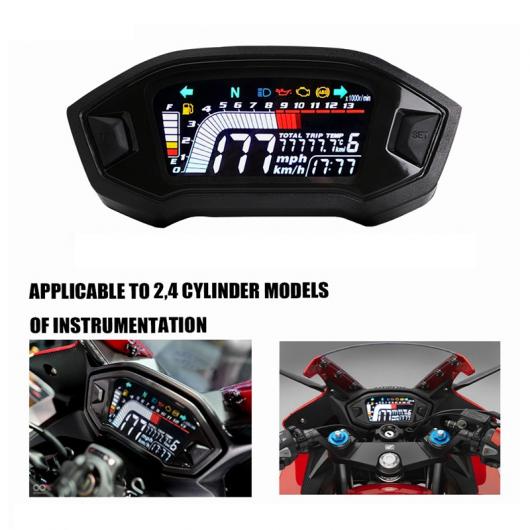 ユニバーサル オートバイ LCD デジタル スピードメーター 13000RPM バックライト デジタル オドメーター タコメーター 適用: 1 2 4 シリンダー タイプD AL-KK-4921 2輪 AL Motorcycle parts