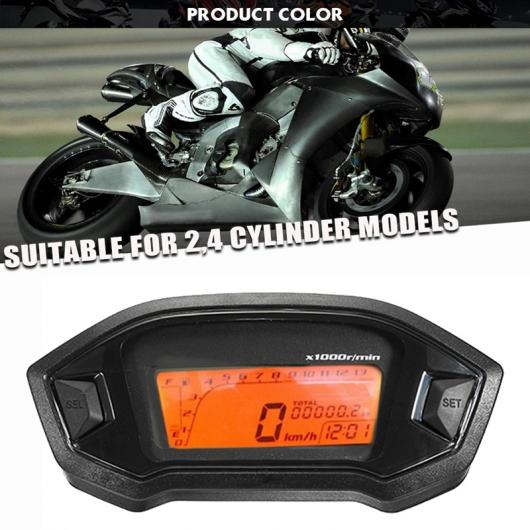 ユニバーサル オートバイ LCD デジタル スピードメーター 13000 RPM バックライト タコメーター 適用: 2-4 シリンダー メーター オドメーター タイプD AL-KK-4925 2輪 AL Motorcycle parts