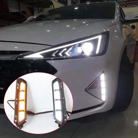 2ピース フロント バンパー LED デイタイムランニングライト フォグランプ イエロー ウインカー ライト DRL 適用: ヒュンダイ/現代/HYUNDAI エラントラ 2019 2020 AL-KK-5015 AL Car parts