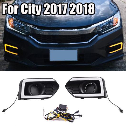 適用: ホンダ シティ 2017 2018 ペア フロント LED フォグライト DRL デイタイム ランニング ライト ターンシグナルランプ AL-KK-5253 AL Car parts