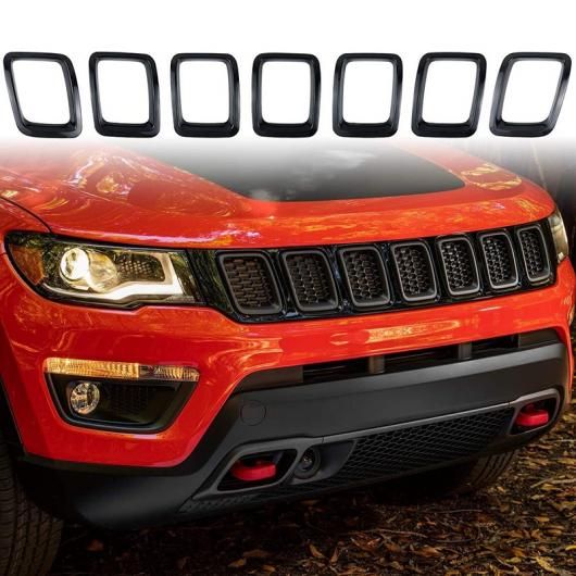 7ピース フロント グリル カバー グリル リング フレーム トリム キット 適用: 2017-2019 ジープ/JEEP コンパス ブラック AL-KK-5776 AL Exterior parts for cars｜オートパーツエージェンシー
