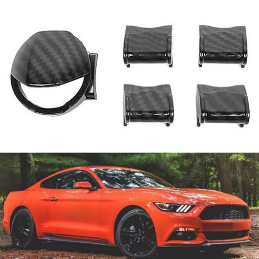 適用: フォード/FORD マスタング 2015 + ABS カーボンファイバー エンジン スタート/ストップ ボタン＆ダッシュボード コントロール ボタン カバー トリム ブラック AL-KK-5825 AL Exterior parts cars