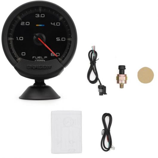 60mm 12V フューエル プレッシャー ゲージ オイル プレス ゲージ ホワイト LED フューエル ゲージ ユニバーサル ブラック AL-KK-5964 AL Car parts