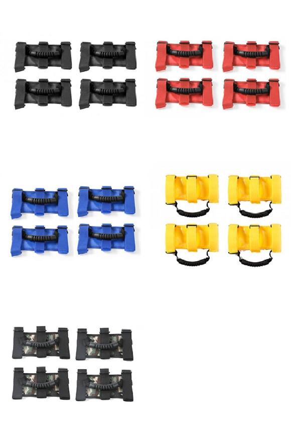 4ピース ビッグ ロール バー グリップ ハンドル 適用: ジープ/JEEP ラングラー TJ JK JL インテリア アクセサリー ブラック/レッド/ブルー/イエロー/迷彩 ブラック～カムフラージュ AL-KK-6727 AL Car supplies