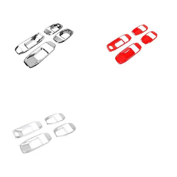 インナー ドア ハンドル ボウル 装飾 ステッカー 適用: ジープ/JEEP ラングラー JL 2018 2019 グラディエーター JT 2020 2/4ドア インテリア 4ドア クロム～4ドア シルバー AL-KK-6984 AL Car decorative parts