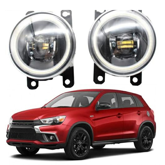 LED ライト 適用: 三菱 アウトランダー スポーツ RVR ASX 2016-2019 LED エンジェルアイ DRL カットラインレンズ フォグライト ホワイト エンジェルアイ AL-KK-7916 AL Car light｜オートパーツエージェンシー