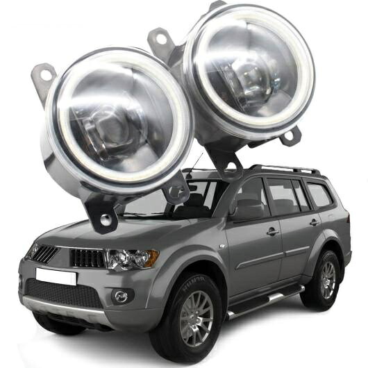 LED ライト 適用: 三菱 パジェロ モンテロ ショーグン スポーツ 2008-2018 LED エンジェルアイ DRL カットラインレンズ フォグライト ホワイト エンジェルアイ AL-KK-7917 AL Car light