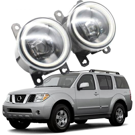 LED フォグライト 適用: 日産 パスファインダー R51 2005-2012 2011 2010 2009 LED エンジェルアイ DRL カットラインレンズ ホワイト エンジェルアイ AL-KK-7940 AL Car light