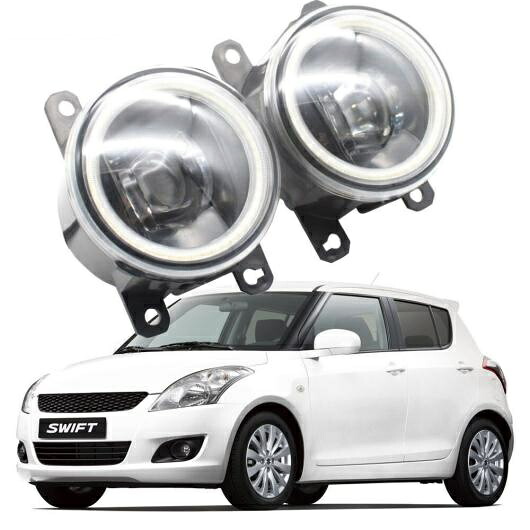 LED エンジェルアイ DRL 適用: スズキ スイフト MK4 FZ/NZ 2011-2017 MARUTI スイフト ディザイア フォグライト カットラインレンズ H11 ホワイト エンジェルアイ AL-KK-7949 AL Car light｜オートパーツエージェンシー