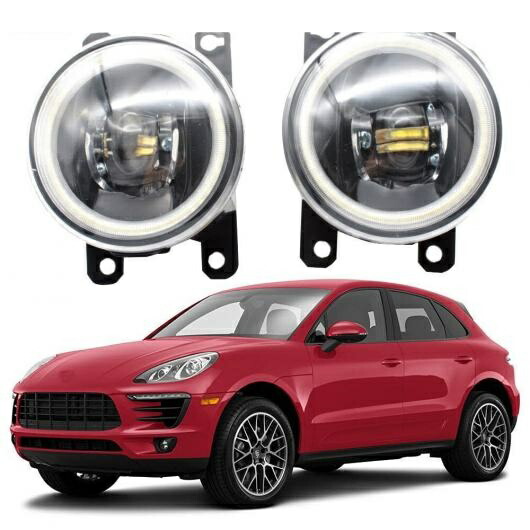 LED エンジェルアイ DRL 適用: ポルシェ/PORSCHE マカン 95B 2015 2016 2017 フォグライト カットラインレンズ ホワイト エンジェルアイ AL-KK-7994 AL Car light