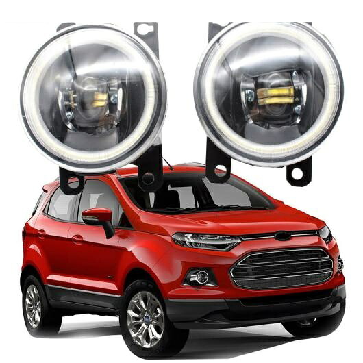 LED エンジェルアイ DRL 適用: フォード/FORD エコスポーツ 2013-2016/フェイスリフト 2016-2018 フォグライト カットラインレンズ ホワイト エンジェルアイ AL-KK-8001 AL Car light