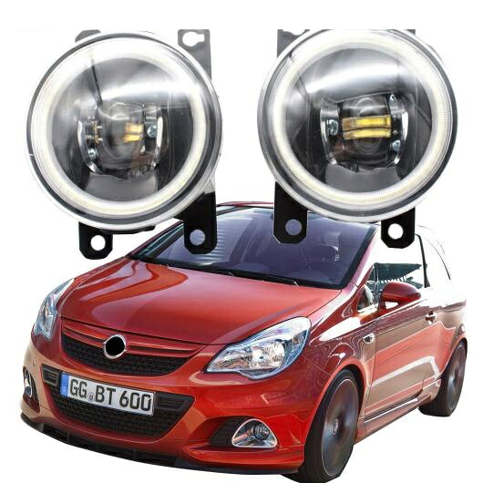 LED フォグライト カットラインレンズ 適用: オペル/OPEL コルサ D OPC 2007-2015 ボクスホール/VAUXHALL VXR LED エンジェルアイ DRL 2ピース フロント ホワイト エンジェルアイ AL-KK-8034 AL Car light