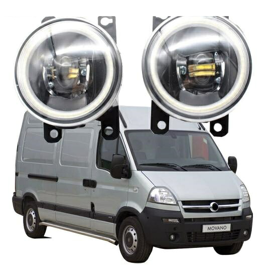 LED フォグライト カットラインレンズ 適用: オペル/OPEL ボクスホール/VAUXHALL モヴァノ A フェイスリフト FL 01/2004-2010 LED エンジェルアイ DRL ホワイト エンジェルアイ AL-KK-8036 AL Car light｜オートパーツエージェンシー