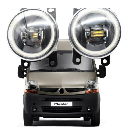 LED フォグライト カットラインレンズ 適用: ルノー/RENAULT マスター 2 II FL 10/2006 2007 2008 2009 2010 エンジェルアイ DRL ホワイト エンジェルアイ AL-KK-8075 AL Car light