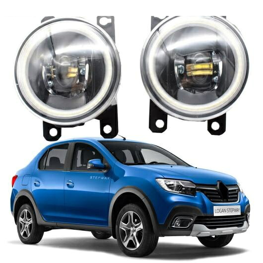 LED フォグライト カットラインレンズ 適用: ルノー/RENAULT ローガン 2 フェイスリフト 2017 2018 2019 ローガン MCV ステップウェイ エンジェルアイ DRL ホワイト エンジェルアイ AL-KK-8076 AL Car light｜オートパーツエージェンシー 25,963円