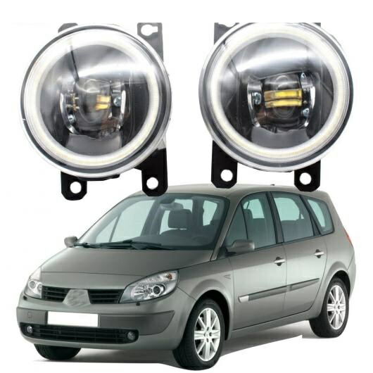 LED フォグライト カットラインレンズ 適用: ルノー/RENAULT セニック/グランド セニック 2 II JM 2003-2009 エンジェルアイ DRL ホワイト エンジェルアイ AL-KK-8081 AL Car light