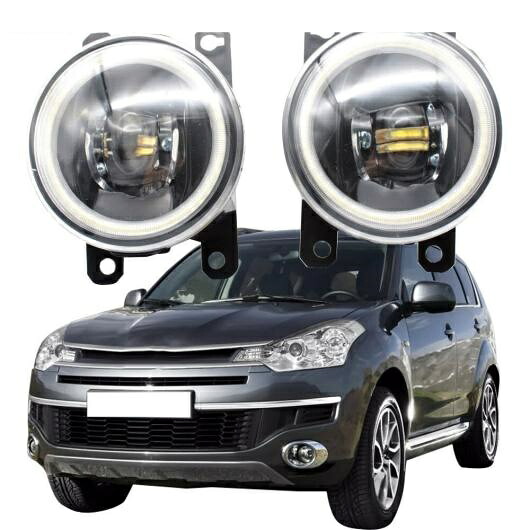 LED フォグライト カットラインレンズ 適用: シトロエン/CITROEN Cクロッサー EP 2007 2012 2011 2010 2009 2008 エンジェルアイ DRL ホワイト エンジェルアイ AL-KK-8094 AL Car light