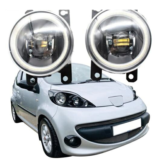 LED フォグライト カットラインレンズ 適用: プジョー/PEUGEOT 107 除く XS モデル 2005-2012 エンジェルアイ DRL ホワイト エンジェルアイ AL-KK-8111 AL Car light