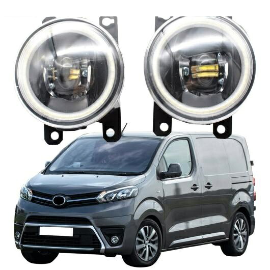 LED フロント フォグライト ランプ カットラインレンズ 適用: トヨタ プロエース 2016 2017 2018 2019 エンジェルアイ DRL ホワイト エンジェルアイ AL-KK-8128 AL Car light