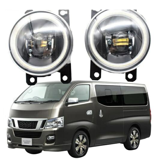 フロント LED フォグライト ランプ カットラインレンズ エンジェルアイ DRL 適用: 日産 NV350 キャラバン アーヴァン E26 2012-2018 2019 ホワイト エンジェルアイ AL-KK-8138 AL Car light
