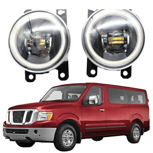 フロント LED フォグライト ランプ カットラインレンズ エンジェルアイ DRL 適用: 日産 NV3500 2019 2020 ホワイト エンジェルアイ AL-KK-8139 AL Car light