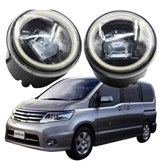 LED フォグライト カットラインレンズ 適用: 日産 セレナ ハイウェイスター CC25 2008 2009 2010 LED エンジェルアイ ホワイト エンジェルアイ DRL ホワイト LED フォグライト AL-KK-8202 AL Car light