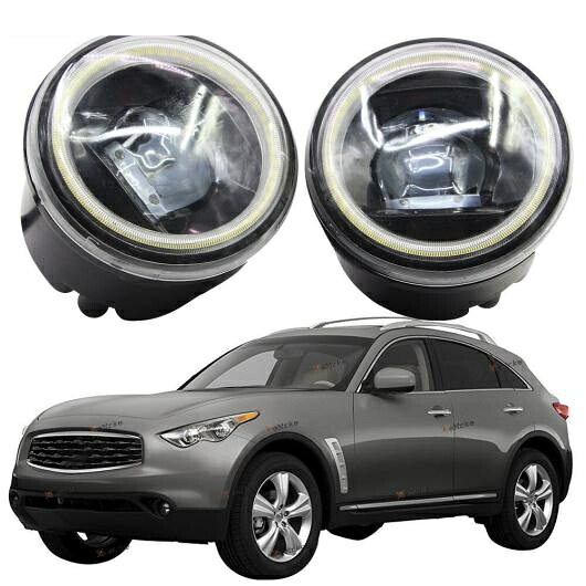 LED フォグライト カットラインレンズ 適用: インフィニティ/INFINITI FX S51 2009-2012 2013 2014 QX70 FX35 FX50 ホワイト エンジェルアイ DRL ホワイト LED フォグライト AL-KK-8210 AL Car light