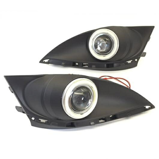適用: MAZDA6 2010-2013 LED COB エンジェルアイ DRL イエロー シグナル ライト H11 フォグライト プロジェクター レンズ ハロゲンバルブキット 2in1カラー エンジェルアイ 4300K・6000K AL-LL-6124 AL Car parts