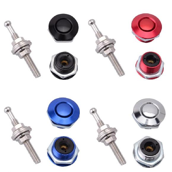 25mm/1.0 プッシュ ボタン ビレット フード ピン ロック クリップ キット エンジン ボンネット ロック アルミニウム クイック ラッチ ツール ブラック～シルバー AL-LL-0091 AL Car parts