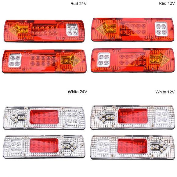 2ピース LED トラック トレーラー リア ライト LED テール ライト 12-24V 左 右 トレーラー 適用: UTE キャラバン トラック ライト レッド 24V～ホワイト 12V AL-LL-1072 AL Car parts