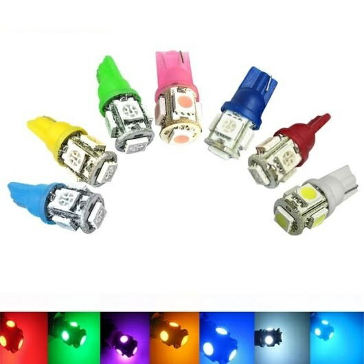 100ピース T10 W5W LED バルブ 5050 5 SMD 194 168 ウェッジ インテリア サイド ダッシュボード ライセンス ライト ランプ ピンク・クリスタルブルー AL-LL-6519 AL Car parts