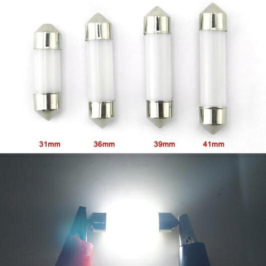 50ピース ホワイト スモーク デザイン COB LED チップ C5W インテリア ガラス レンズ フェストゥーン ドーム リード 12V DC 31mm~41mm AL-LL-6591 AL Car parts|オートパーツエージェンシー